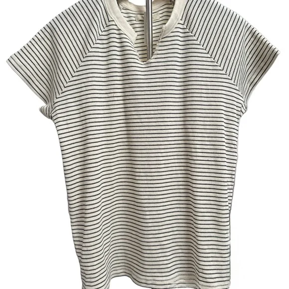 Madewell NWT Black and White Striped Short Sleeve Tee - Picture 2 of 3